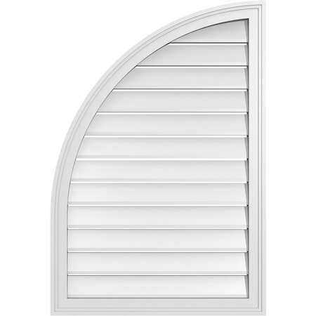 Ekena Millwork Quarter Round Top Left Surface Mount PVC Gable Vent w/ 2"W x 1-1/2"P Brickmould Frame, 26"W x 38"H GVPQL26X3802SF